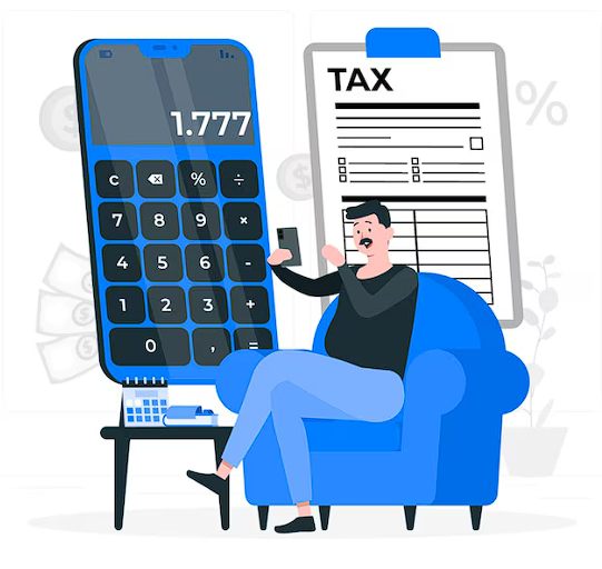 Man calculating taxes on a mobile app